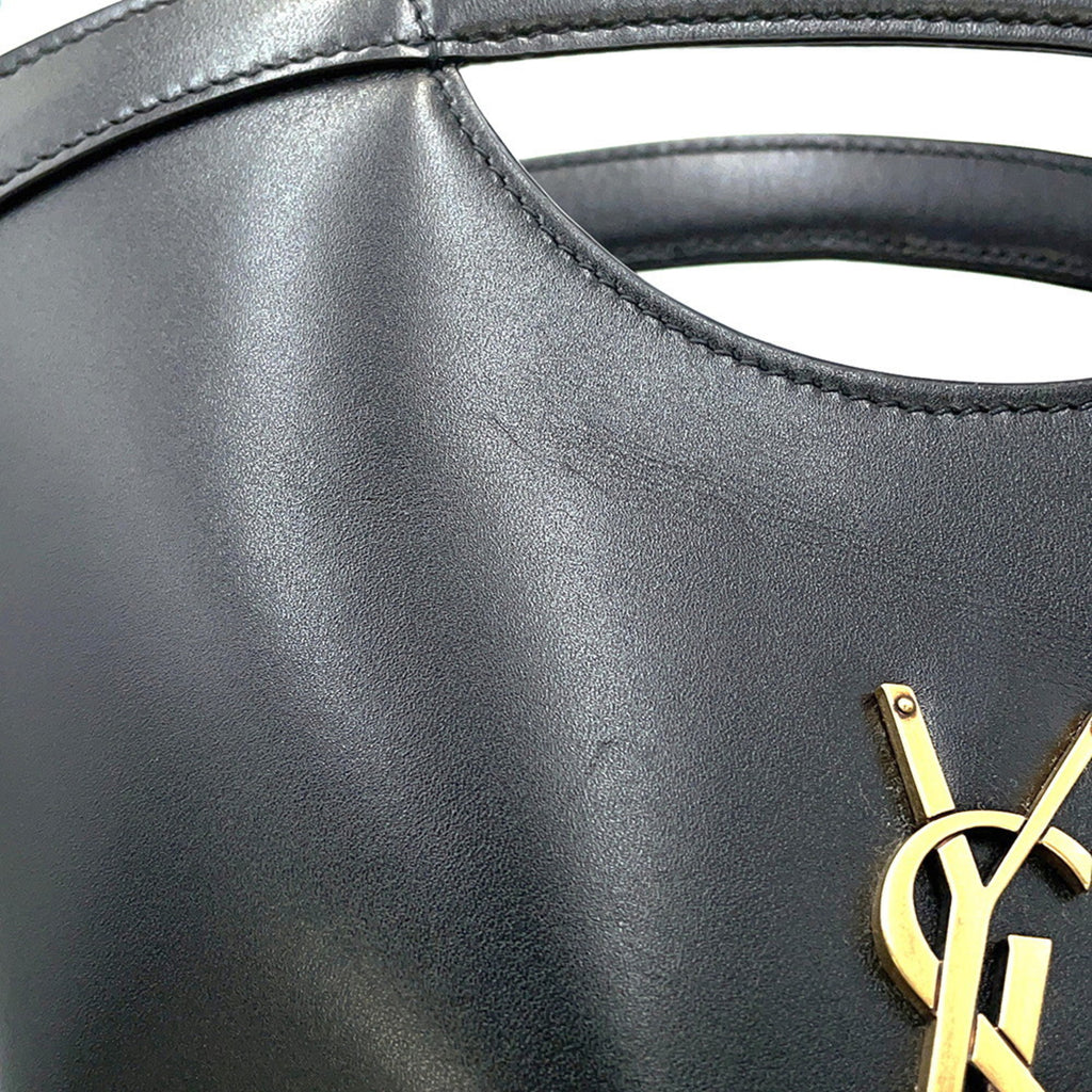 Close-up of the MANSII SAINT LAURENT Seria Mini 2 way bag showing the luxurious material and logo detail