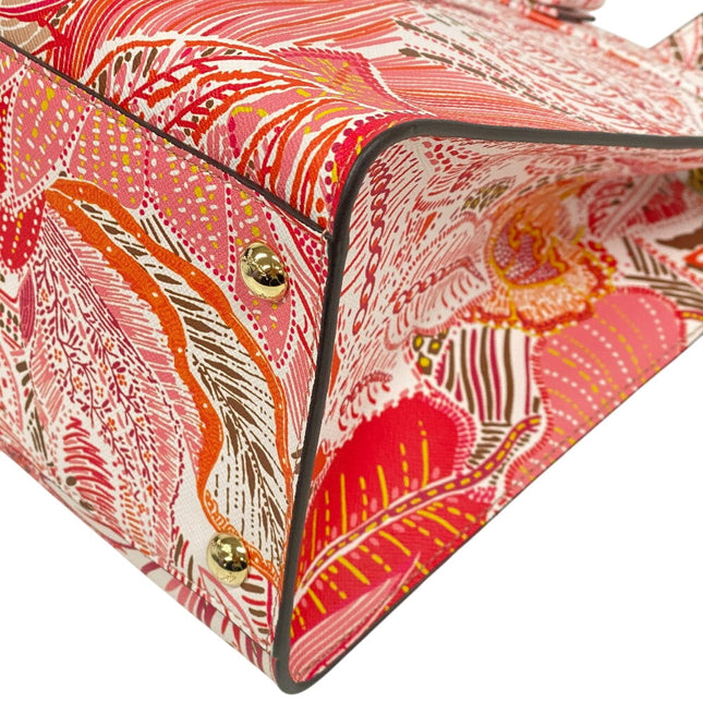 Salvatore Ferragamo pre-owned handbag featuring a vibrant floral design in pink and red tones