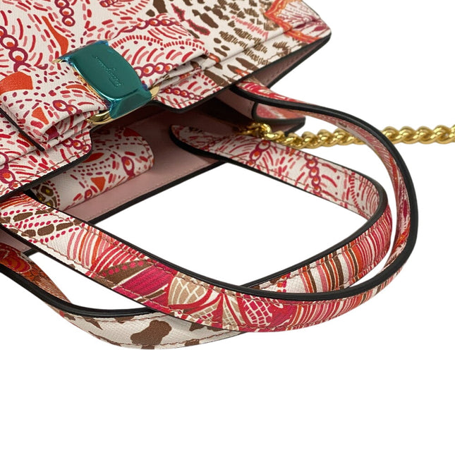 Salvatore Ferragamo pre-owned handbag with colorful floral pattern and gold chain strap