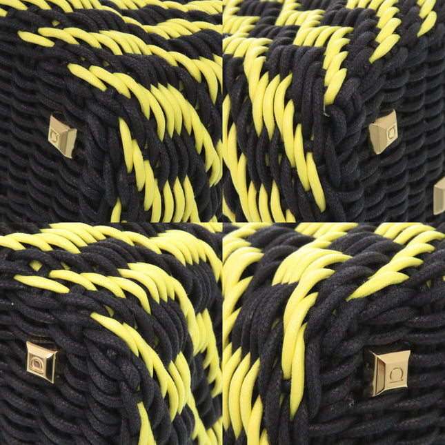 Salvatore Ferragamo pre-owned black and yellow woven bag featuring sleek metallic accents