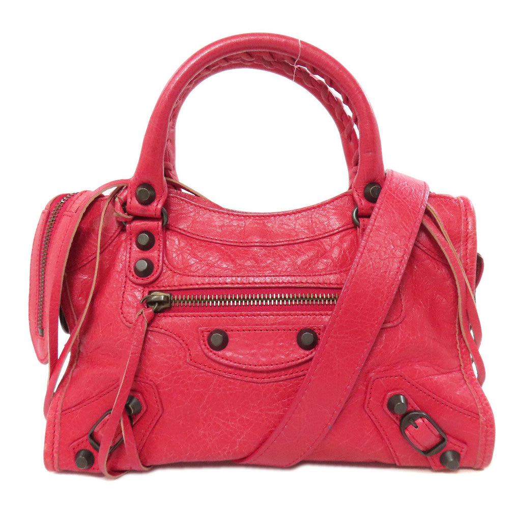 BALENCIAGA Second hand pink leather handbag with zipper and adjustable strap