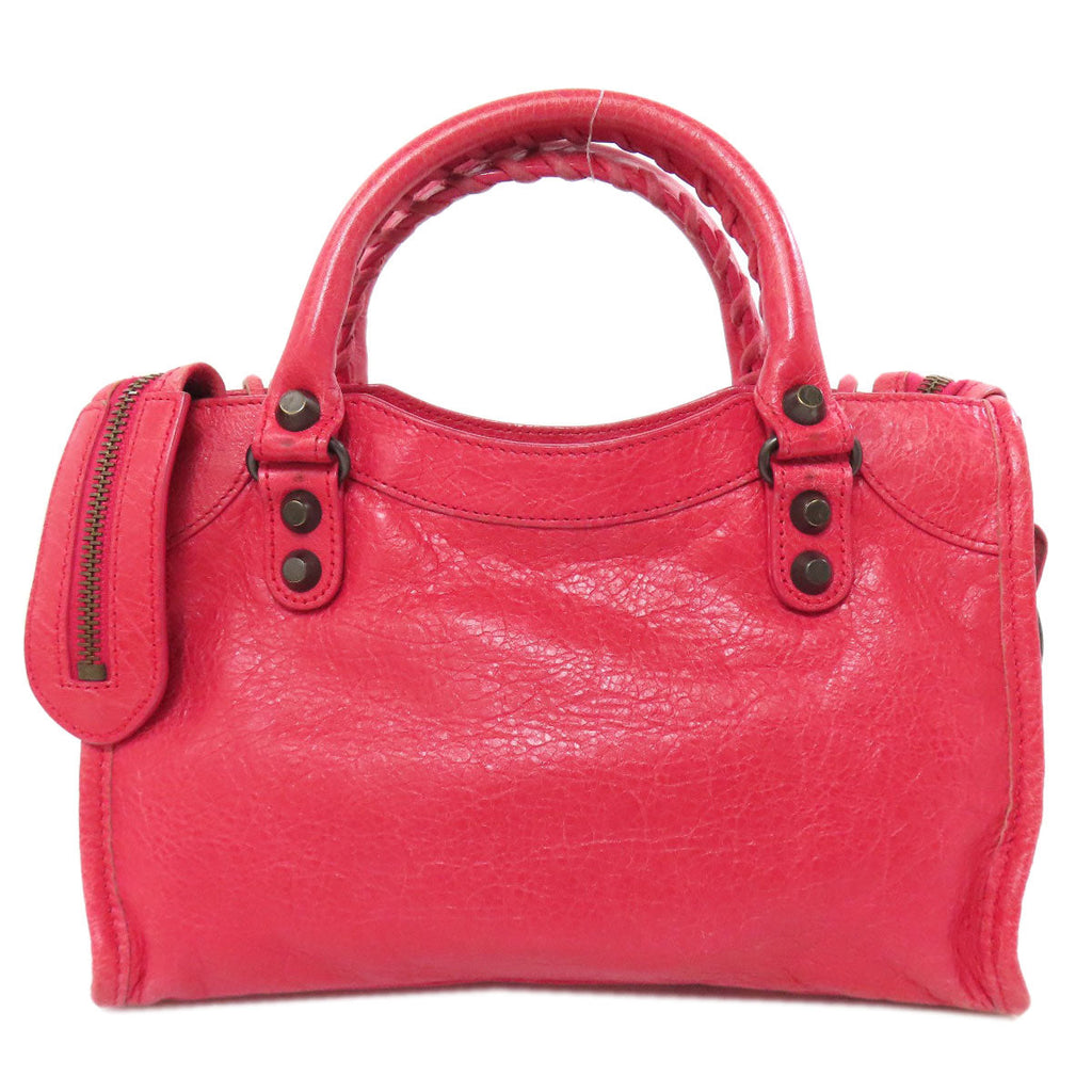 Balenciaga Second Hand Pink Leather Handbag with Braided Handles and Zipper Closure