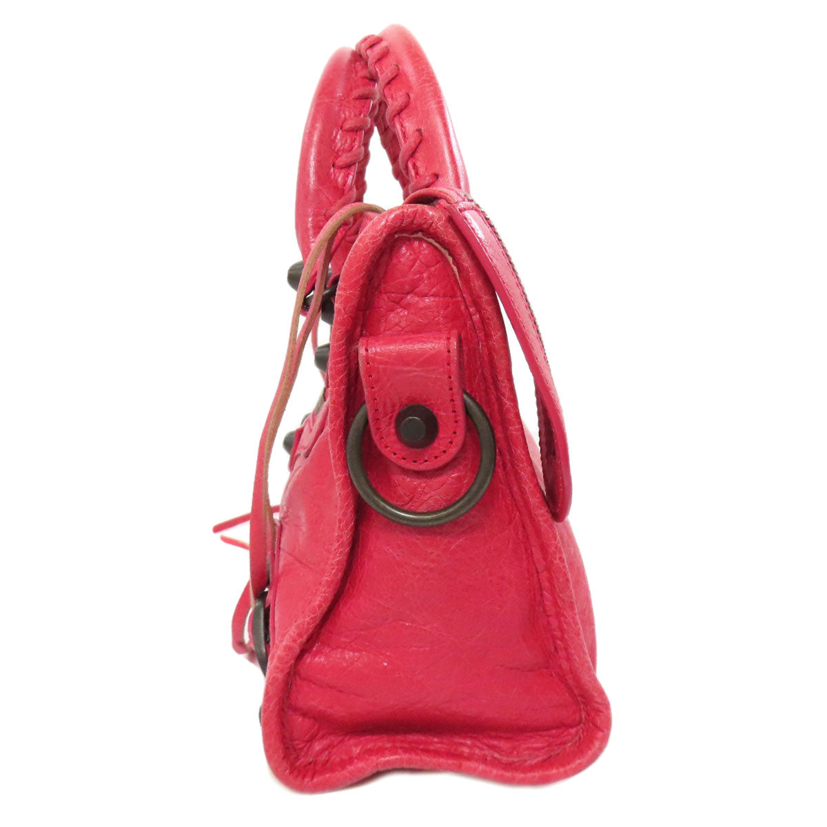 Balenciaga Second Hand Red Leather Bag with Braided Handles and Stylish Design