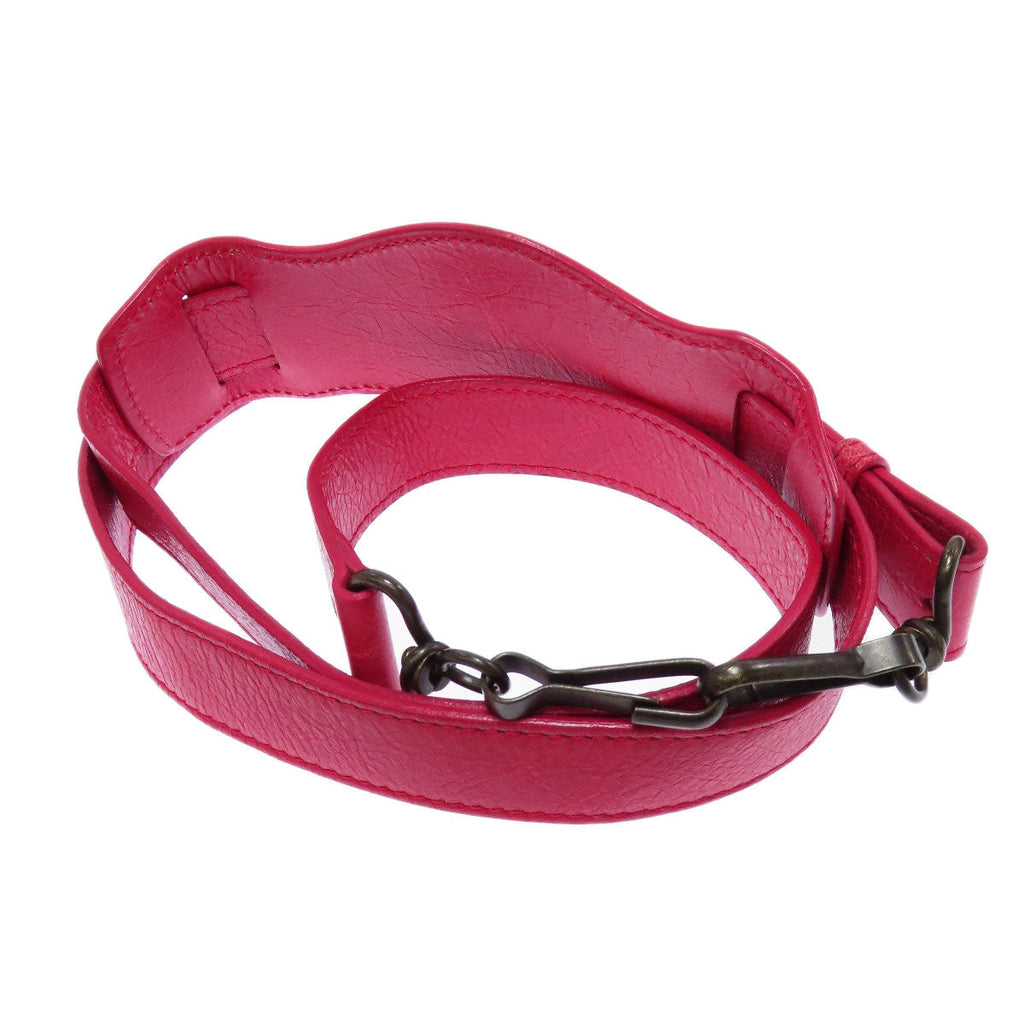 BALENCIAGA second hand pink leather bag strap with adjustable length and sturdy metal clasp