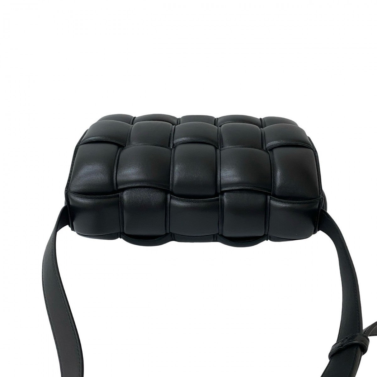 BOTTEGA VENETA Second Hand Black Padded Shoulder Bag with Adjustable Strap