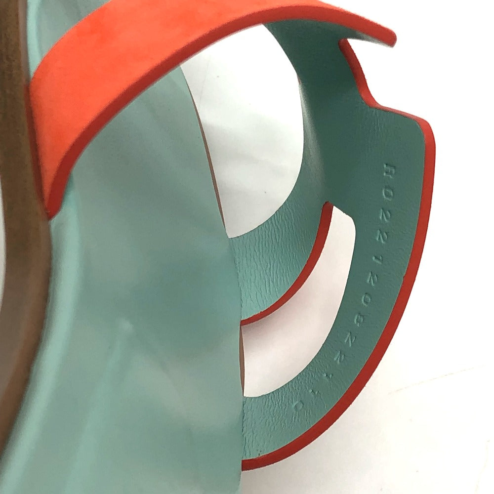 HERMES second hand sandals featuring a colorful design with brown and mint green straps