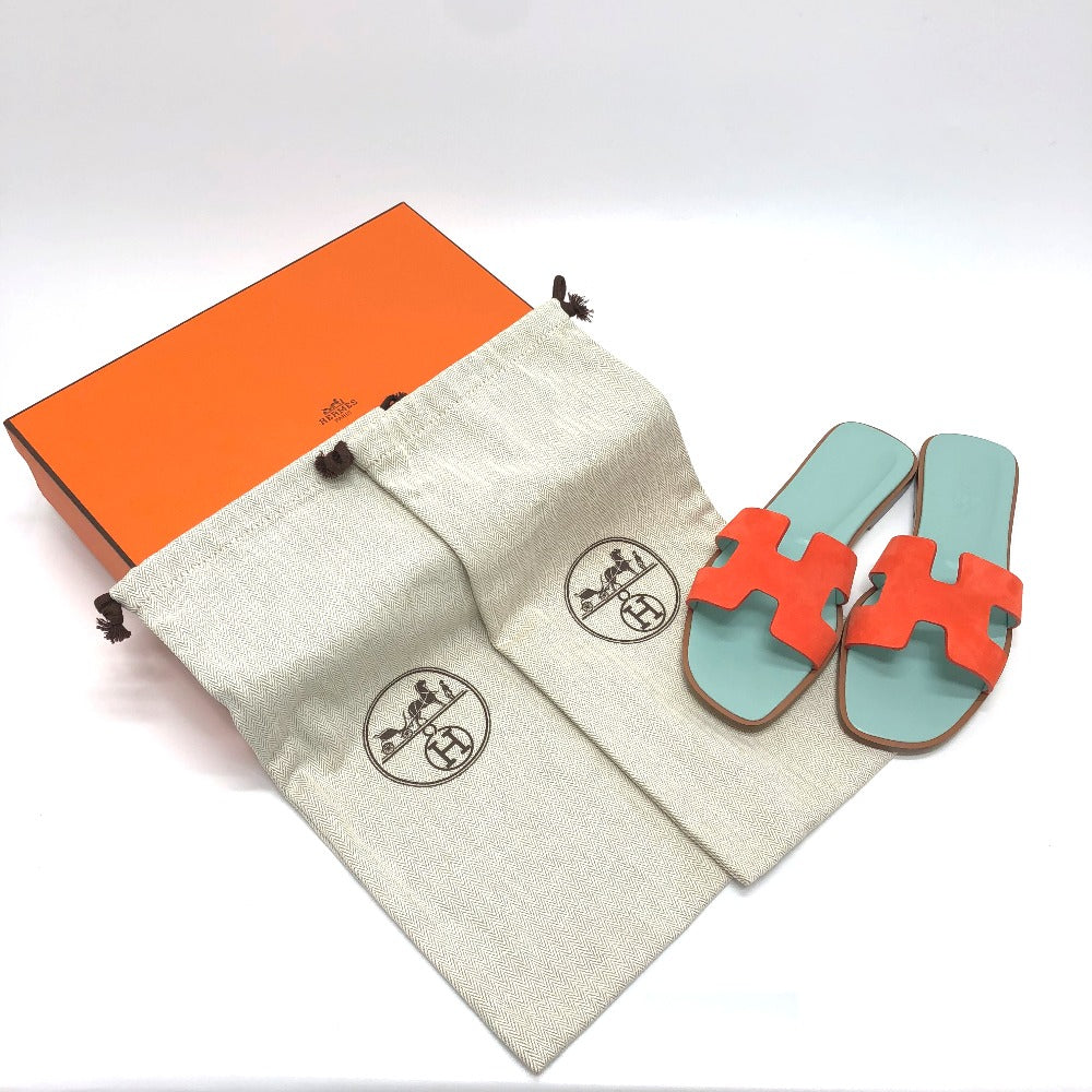 HERMES second hand sandals in turquoise and orange with dust bags and box for stylish summer wear