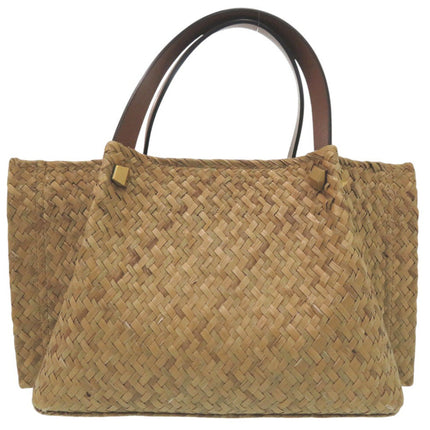 Valentino Garavani pre-owned woven straw bag with leather handles for stylish summer outings