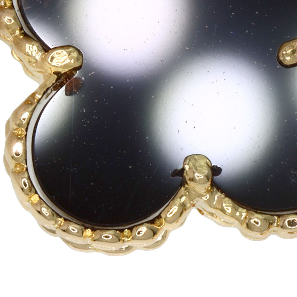 Used Van Cleef 18K gold bracelet with black onyx and iconic clover design for elegant style