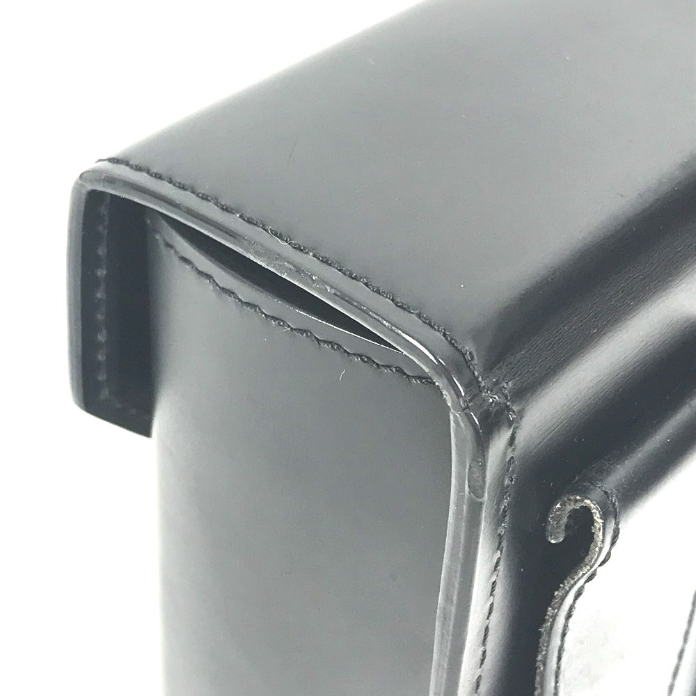 Louis Vuitton Vintage Pouch in sleek black leather with elegant stitching and smooth finish