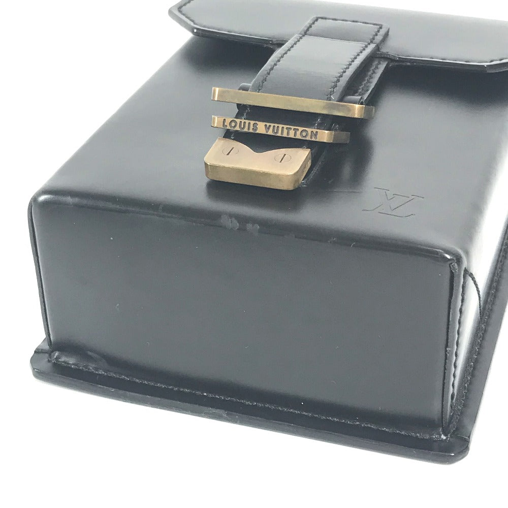 Louis Vuitton Vintage Pouch in sleek black leather with gold accents and a secure clasp