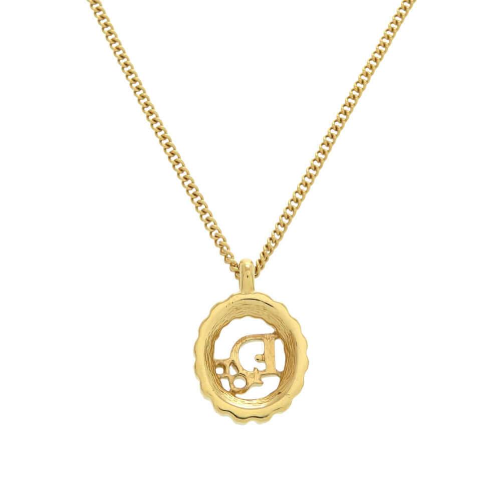 Christian Dior pre-owned gold pendant necklace with a unique logo design for elegant styling