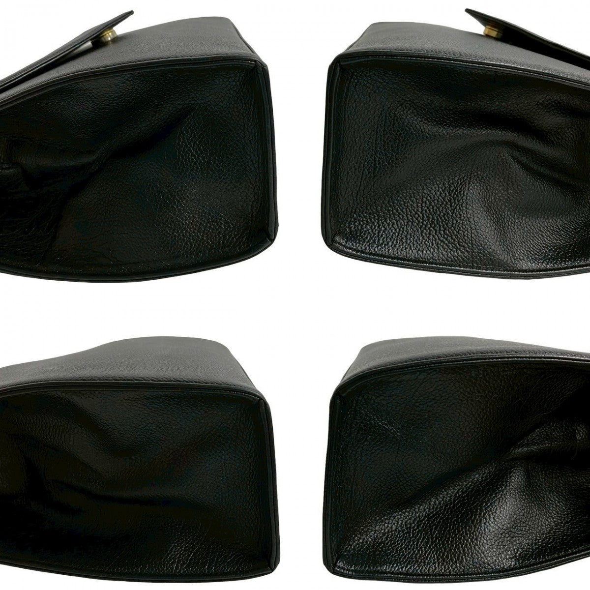 Yves Saint Laurent black leather bag, pre-owned with subtle creases and elegant design