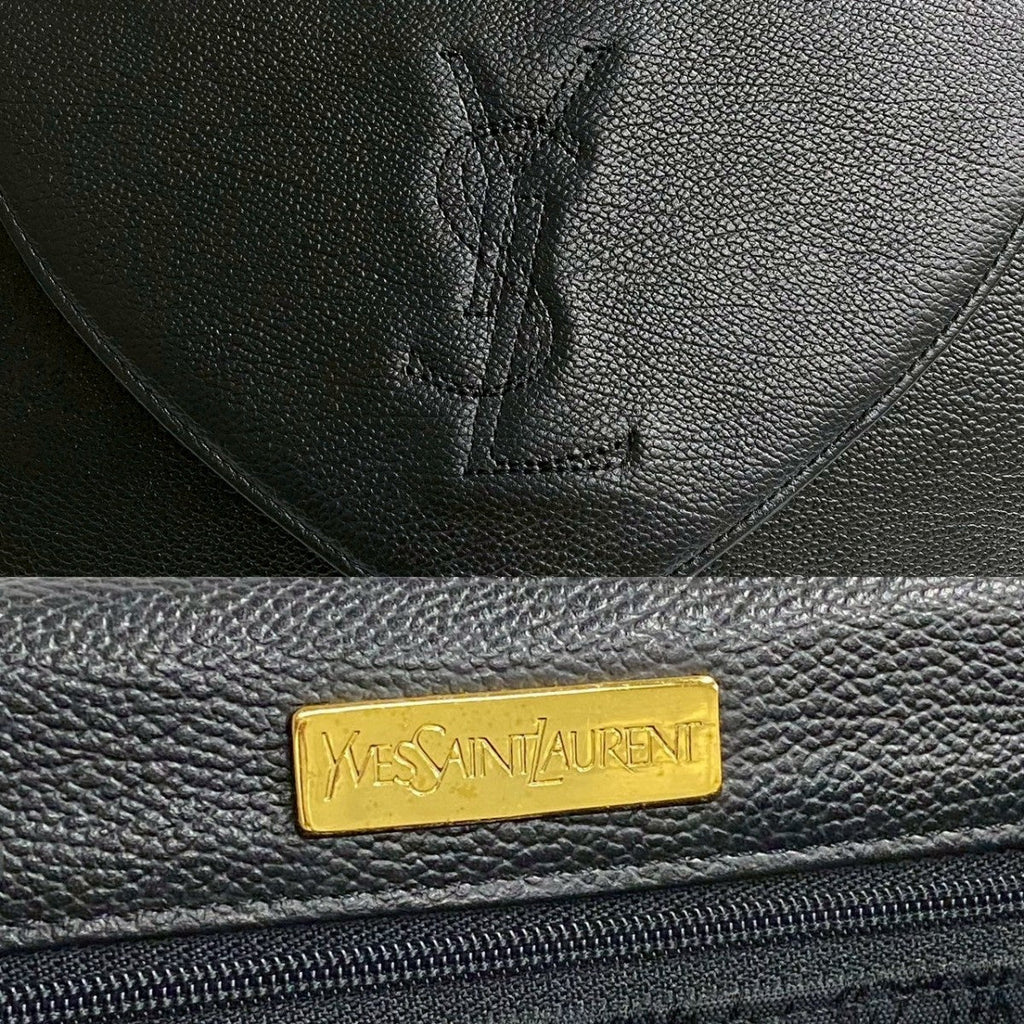 Yves Saint Laurent black pre-owned bag featuring iconic logo and textured leather design